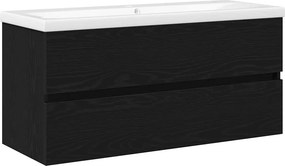 vidaXL Fürdőszobai mosdószekrény Fekete tölgy 100 x 39 x 62 cm Faanyag