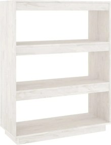 vidaXL fehér tömör fenyőfa könyvszekrény/térelválasztó 80x35x103 cm