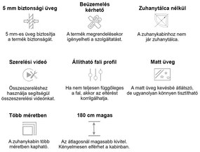 Spirit Matt 90x90 cm íves zuhanykabin zuhanytálca nélkül