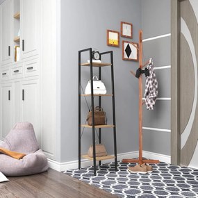 Intenso Home 4 szintes nyitott könyvespolc 34 x 148cm, döntött design, sonoma tölgy | Univerzális tároló állvány fém lábakkal