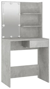 betonszürke fésülködőasztal LED-del 74,5 x 40 x 141 cm