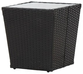 3 részes fekete polyrattan és edzett üveg bisztrószett