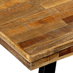 Tömör újrahasznosított tíkfa/acél étkezőasztal 180 x 90 x 76 cm