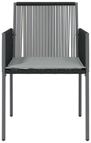 4 db fekete polyrattan kerti szék párnával 54x60,5x83,5 cm