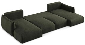 Zöld kinyitható sarokkanapé (U alakú) Leila – Makamii