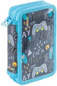 Tolltartó, töltött, 2 emeletes, cipzáras, Gimboo Jumbo, gamer, kék (DBTS26PL86)