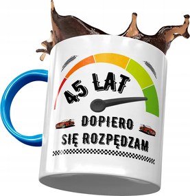 Kék Bögre Születésnapra 45 45-es 45-ös, fényképes Nyomtatással