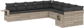 vidaXL 10 részes világosszürke polyrattan kerti ülőgarnitúra párnákkal
