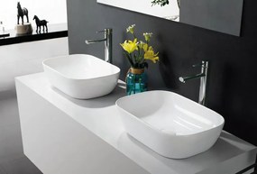 Eros SMILE 3 - PULTRA ültethető - Top Counter - porcelán mosdó - MATT FEHÉR - 46,5 x 32,5 x 13 cm