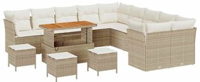 vidaXL Kerti Kanapé Szett 14 pcs Bézs polirattan