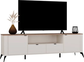 Aldabra RTV CORDOBA 2D2S TV állvány 186x43x11.5 cm, kasmír, fekete lábakkal, tölgy fedlappal