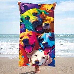 Strandtörölköző WOOF 100x180 cm színes, 100% mikroszálas