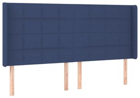 kék szövet fejtámla szárnyakkal 183x16x118/128 cm