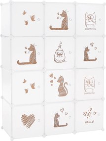 Gyerek moduláris szekrény, fehér/barna gyerek minta, KITARO