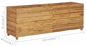 újrahasznosított tíkfa és acél magaságyás 150 x 40 x 55 cm