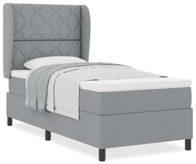 Boxspring Ágy Matraccal - Világosszürke, 100x200 cm, Szövet