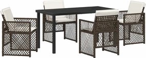 vidaXL Kert étkező szett 5 pcs Barna polirattan