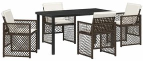 vidaXL Kert étkező szett 5 pcs Barna polirattan
