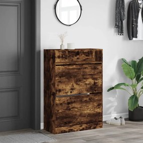 füstös tölgy cipőszekrény 2 kihajtható fiókkal 80x34x116 cm