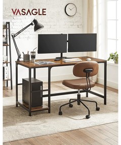 Számítógépesasztal 140x60 cm, Irodai asztal 2 polccal jobb vagy bal oldal, barna- fekete
