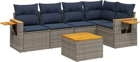 vidaXL 6 részes szürke polyrattan kerti ülőgarnitúra párnával