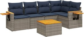 vidaXL 6 részes szürke polyrattan kerti ülőgarnitúra párnával