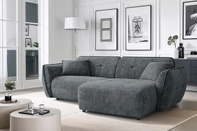 Sötétszürke zsenília sarokkanapé (jobb oldali-heverő résszel) Nelia – Ropez