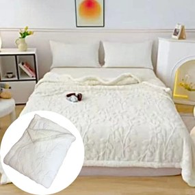 Luxus fehér báránytakaró flower mikroplüssből 200x230cm TiaHome