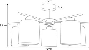 KAJA K-5812 VANES Bézs Színű Mennyezeti Lámpa 5xE27 15W IP20