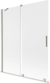 Mexen Velar, 2 szárnyas eltolható kádparaván 140 x 150 cm, 8 mm-es mattüveg, csiszolt acél, 896-140-000-31-97