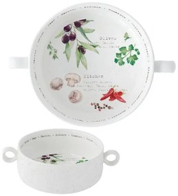 Mediterrán porcelán tálka fogóval 16 cm Home & Kitchen
