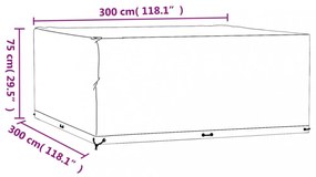 2 db négyzet alakú kerti bútorhuzat 16 fűzőlyukkal 300x300x75cm