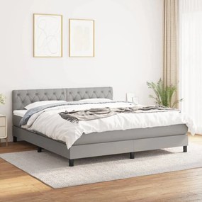 Világosszürke szövet rugós ágy matraccal 160 x 200 cm