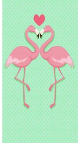 FLAMINGO LOVE zöld, gyorsan száradó törölköző