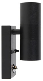 Kültéri fali lámpa fekete 2-lámpás mozgásérzékelővel IP44 - Duo