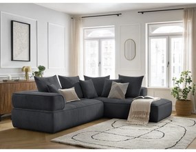 Sötétszürke zsenília sarokkanapé (jobb oldali-L alakú) Whesley – Bobochic Paris