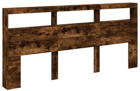 füstös tölgy színű áthidalószekrény LED-ekkel 220x17x102 cm