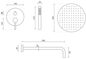 REA-P8007 - LUNGO zuhanyszett falba épített csapteleppel, fényes króm