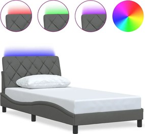 vidaXL sötétszürke szövet ágykeret LED-ekkel matrac nélkül 100x200 cm