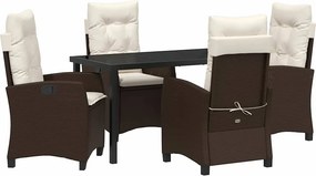 vidaXL Kert étkező szett párnával 5 pcs Barna polirattan