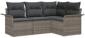 vidaXL Kerti Kanapé Szett párnával 4 pcs Szürke polirattan