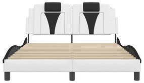fehér és fekete műbőr ágykeret Viana matrac nélkül 140 x 190 cm