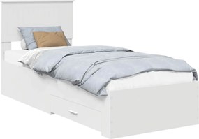 vidaXL Ágykeret fejtámlával fiókkal Fehér és ezüst 75 x 190 cm Faanyag