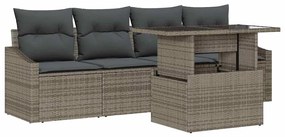 vidaXL Kerti Kanapé Szett tárolóval 5 pcs Szürke Poli rattan