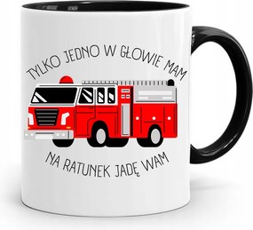 Fekete Bögre Tűzoltónak Csak Egy Van A Fejemben, fényképes nyomattal