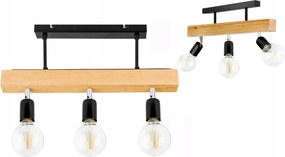 Lámpa fa függeszték mennyezeti Csillár Plafon Loft Fekete 3 E27