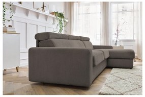 Szürkésbarna kordbársony kinyitható sarokkanapé (variálható) Monaco – Bobochic Paris