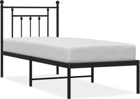 vidaXL fekete fém ágykeret fejtámlával 75 x 190 cm