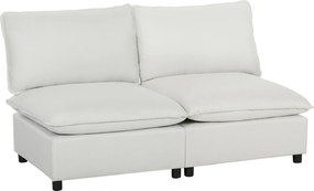 HOMCOM 2 személyes műbőr moduláris kanapé, 146 cm, mély ülésű kétszemélyes kanapé kis helyiségekbe, szürke | Aosom