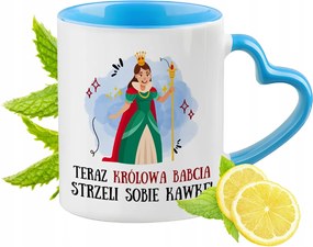 Nagyinak Kék Bögre Szív Alakú Füllel Ajándék Nyomtatott